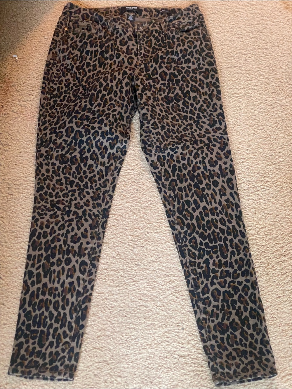Nine West Leopard Print Skinny Jeans - Brown/Black